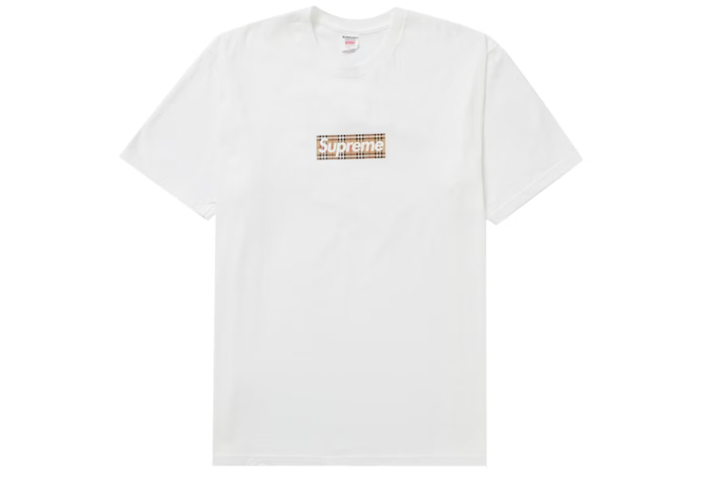 Supreme Burberry Box Logo Tee White